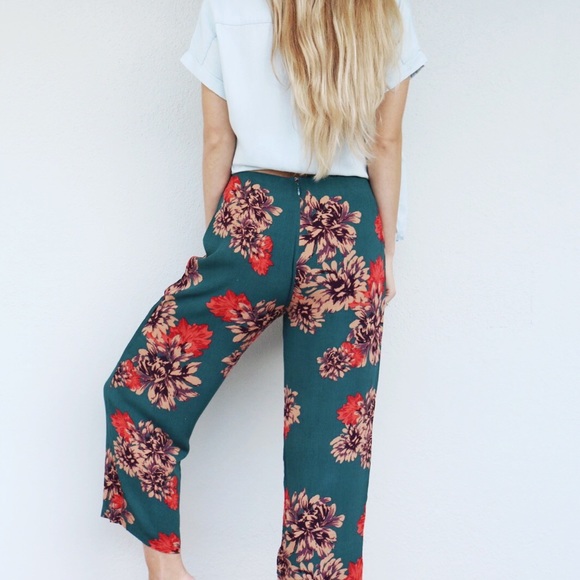 teal floral pants - Picture 5 of 5
